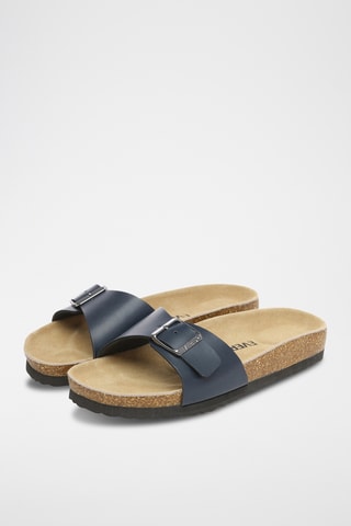 Mules de couro Swan - Azul-marinho