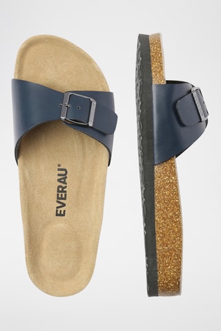 Mules de couro Swan - Azul-marinho