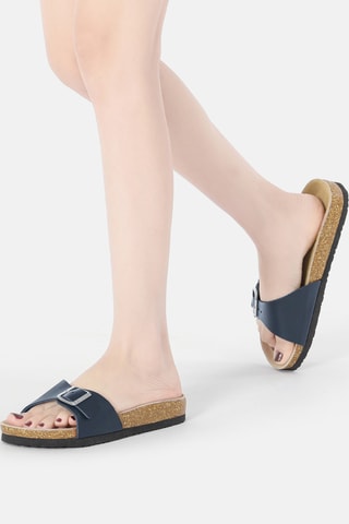 Mules de couro Swan - Azul-marinho