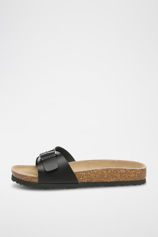 Mules de couro Swan - Preto