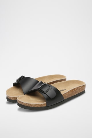 Mules de couro Swan - Preto