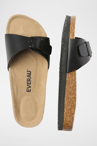 Mules de couro Swan - Preto
