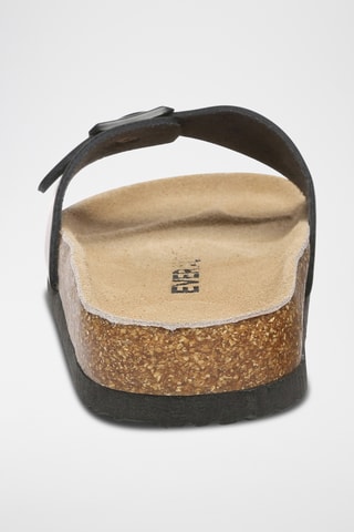 Mules de couro Swan - Preto