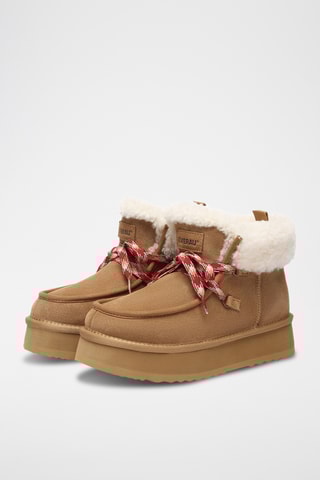 Botins forrados com plataforma em nobuck Lapwing - Camel