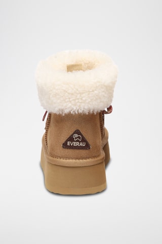 Botins forrados com plataforma em nobuck Lapwing - Camel