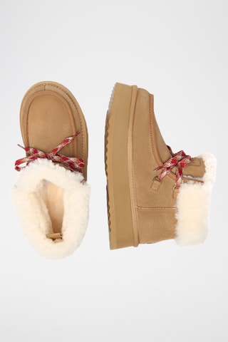Botins forrados com plataforma em nobuck Lapwing - Camel