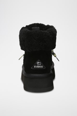 Botins forrados com plataforma em nobuck Lapwing - Preto