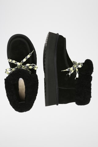 Botins forrados com plataforma em nobuck Lapwing - Preto
