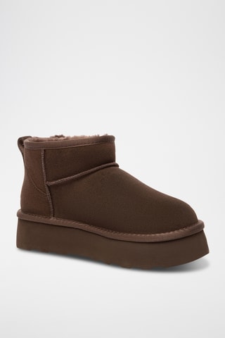 Botins forrados com plataforma em nobuck Heron - Chocolate