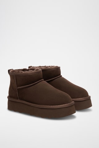 Botins forrados com plataforma em nobuck Heron - Chocolate