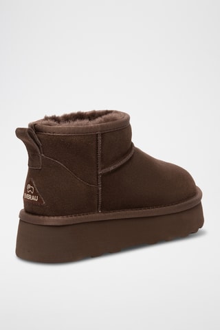 Botins forrados com plataforma em nobuck Heron - Chocolate