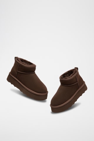 Botins forrados com plataforma em nobuck Heron - Chocolate