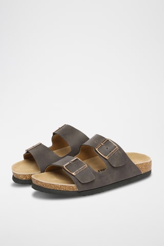 Mules de couro Mallard - Castanho
