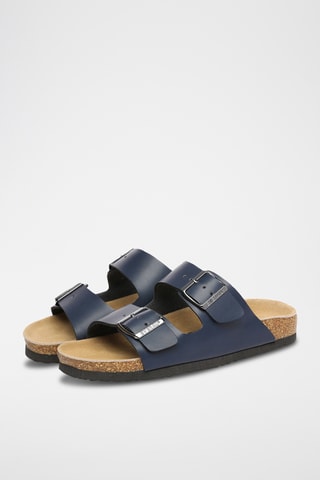 Mules de couro Mallard - Azul-marinho