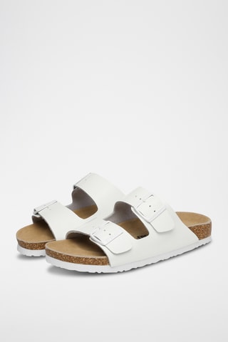 Mules de couro Mallard - Branco