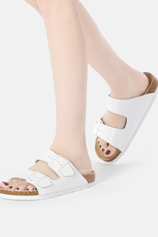 Mules de couro Mallard - Branco