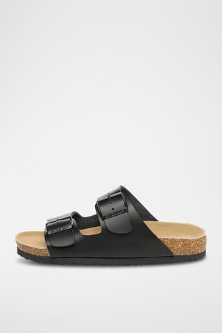 Mules de couro Mallard - Preto