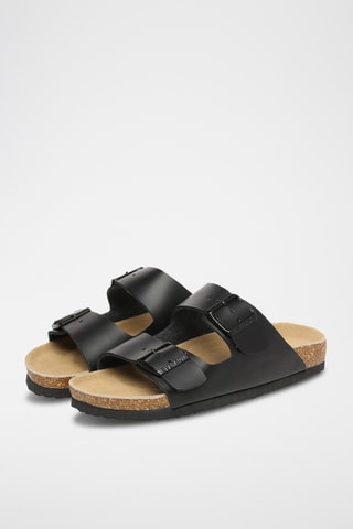 Mules de couro Mallard - Preto