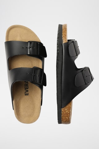 Mules de couro Mallard - Preto