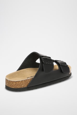 Mules de couro Mallard - Preto