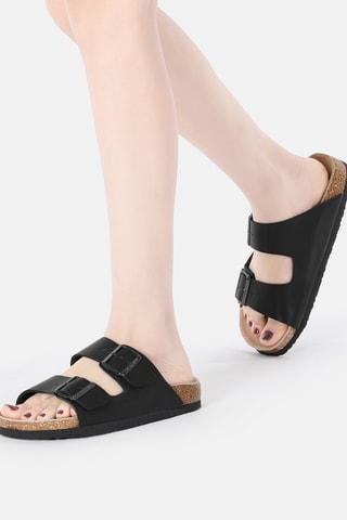 Mules de couro Mallard - Preto