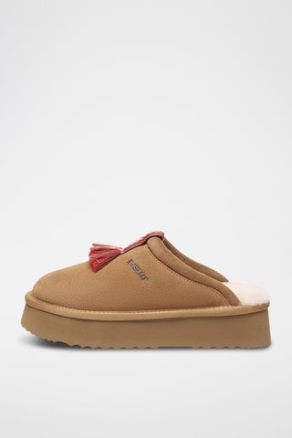 Socas forradas com plataforma em nobuck Caspian - Camel