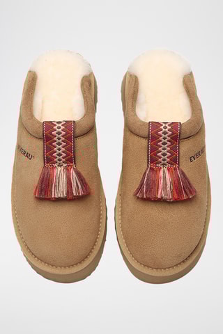 Socas forradas com plataforma em nobuck Caspian - Camel