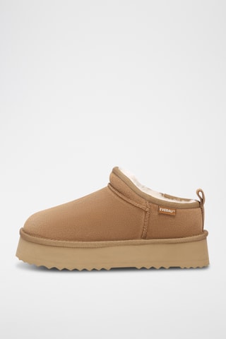 Botins forrados com plataforma em nobuck Classic - Camel