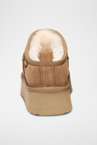 Botins forrados com plataforma em nobuck Classic - Camel