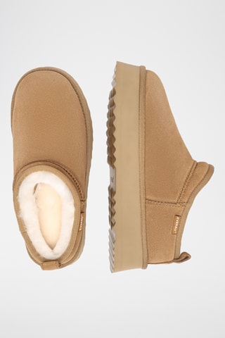 Botins forrados com plataforma em nobuck Classic - Camel