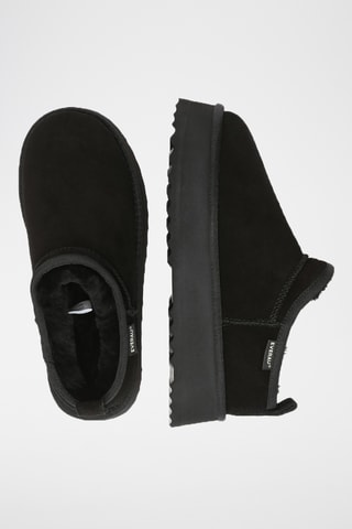 Botins forrados com plataforma em nobuck Classic - Preto