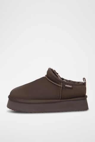 Botins forrados com plataforma em nobuck Classic - Chocolate
