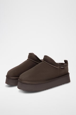 Botins forrados com plataforma em nobuck Classic - Chocolate