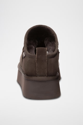 Botins forrados com plataforma em nobuck Classic - Chocolate