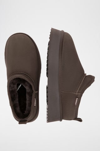 Botins forrados com plataforma em nobuck Classic - Chocolate