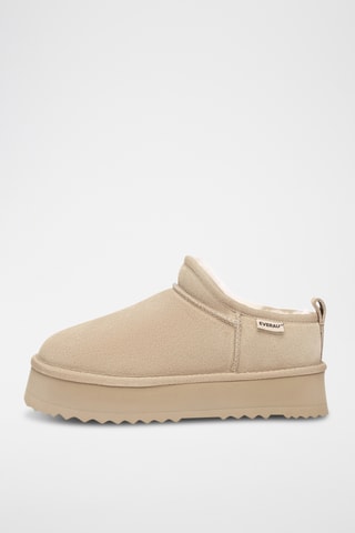 Botins forrados com plataforma em nobuck Classic - Areia