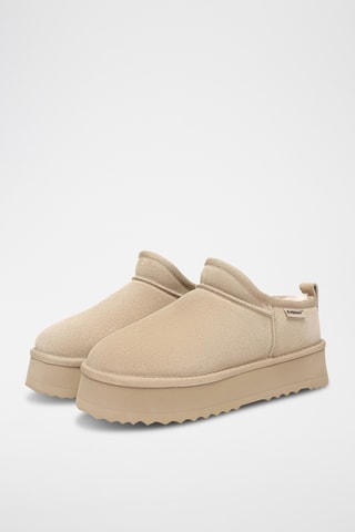 Botins forrados com plataforma em nobuck Classic - Areia