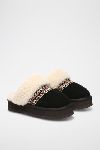 Socas forradas com plataforma em nobuck Moorhen - Preto