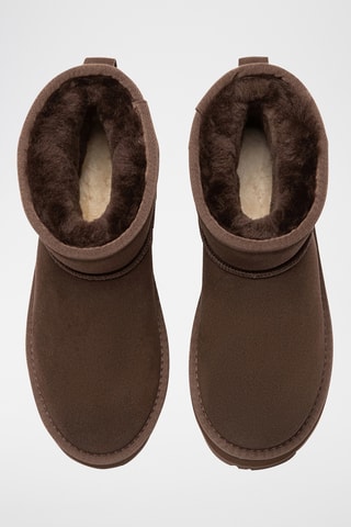 Botins forrados com plataforma em nobuck Dusky - Chocolate
