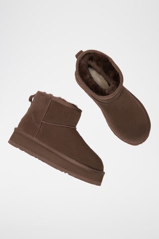 Botins forrados com plataforma em nobuck Dusky - Chocolate