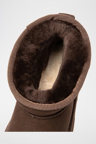 Botins forrados com plataforma em nobuck Dusky - Chocolate