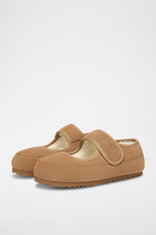 Babies forrados em nobuck Teal - Camel