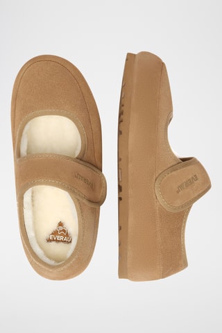 Babies forrados em nobuck Teal - Camel
