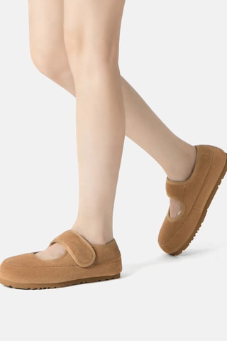 Babies forrados em nobuck Teal - Camel