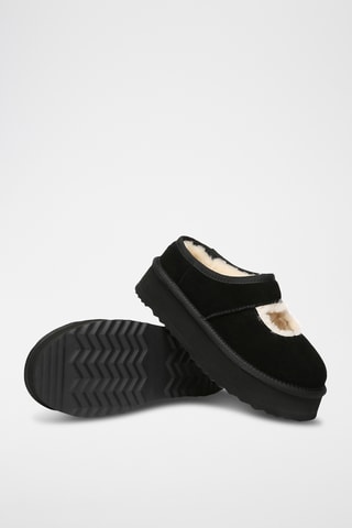 Socas forradas com plataforma em nobuck Plumed - Preto