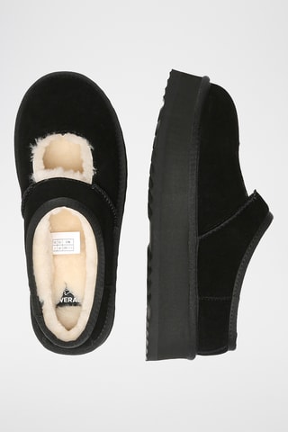 Socas forradas com plataforma em nobuck Plumed - Preto