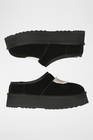 Socas forradas com plataforma em nobuck Plumed - Preto