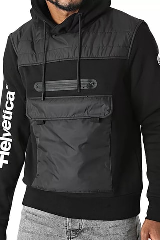Sweat à capuche bi-matière Arc - Noir