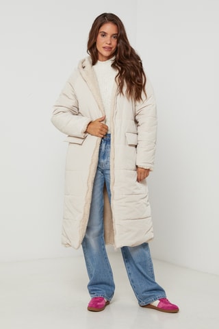 Gewatteerde Jas met Capuchon - Beige