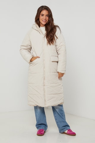 Gewatteerde Jas met Capuchon - Beige